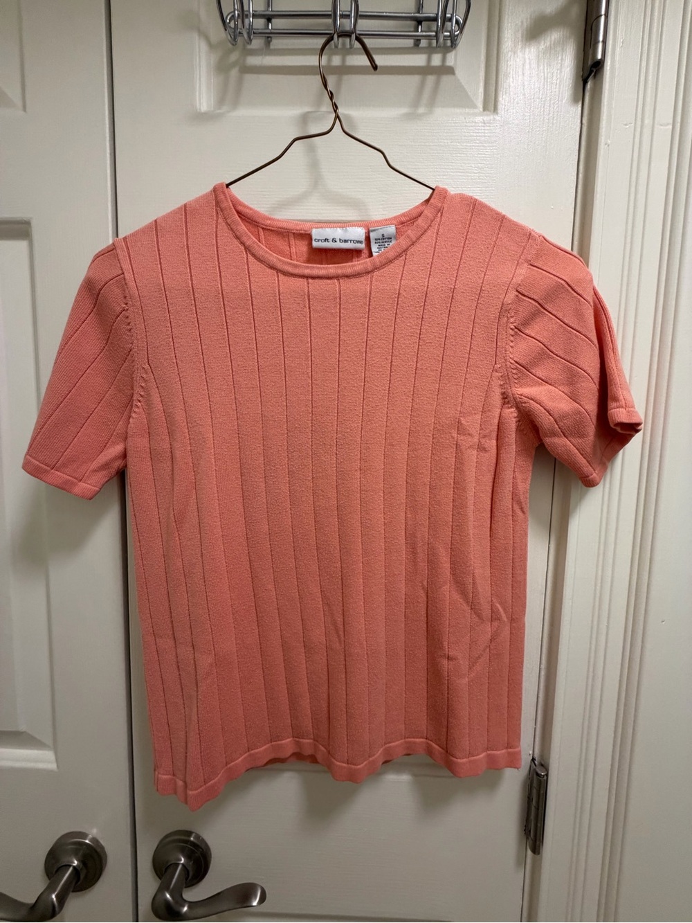 Club Monaco Coral Ribbed Short Sleeve Top